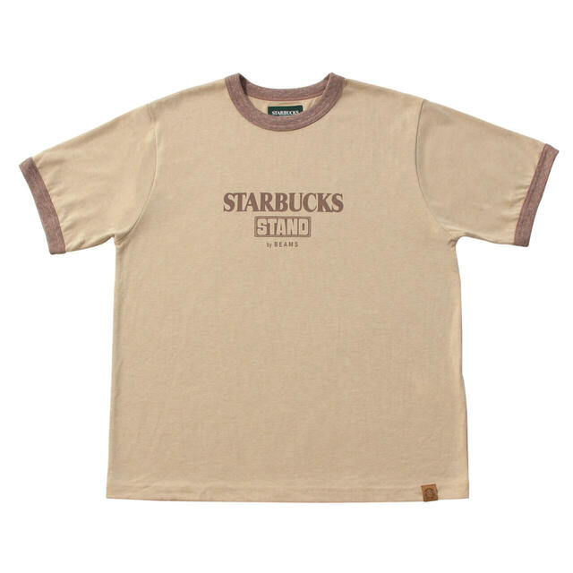 「STARBUCKS STAND by BEAMS LOGO リンガー Tシャツ(杢ベージュ)」<価格:9,350円(税込)>【毎日のコーヒーシーンを彩るアイテムが勢ぞろい!「STARBUCKS STAND by BEAMS」の定番コレクション『CORE Collection』に第2弾が登場!】