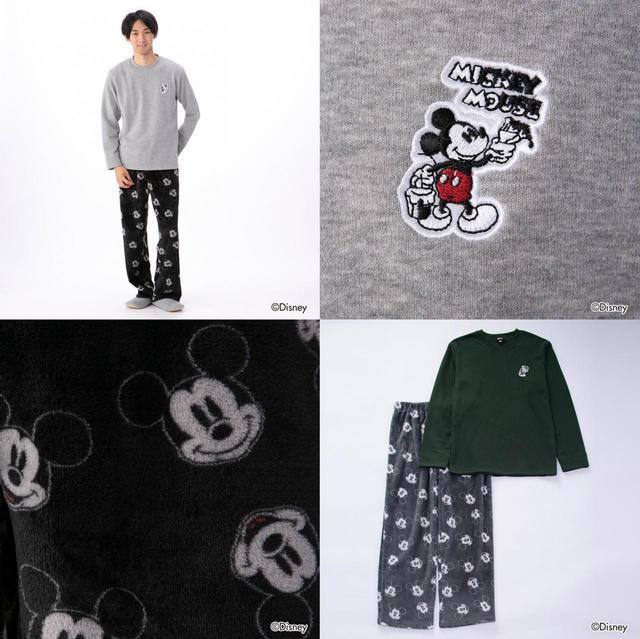 ディズニーキャラクター トレーナー＆パンツ ミッキーシャギー＆フランネル異素材 メンズ