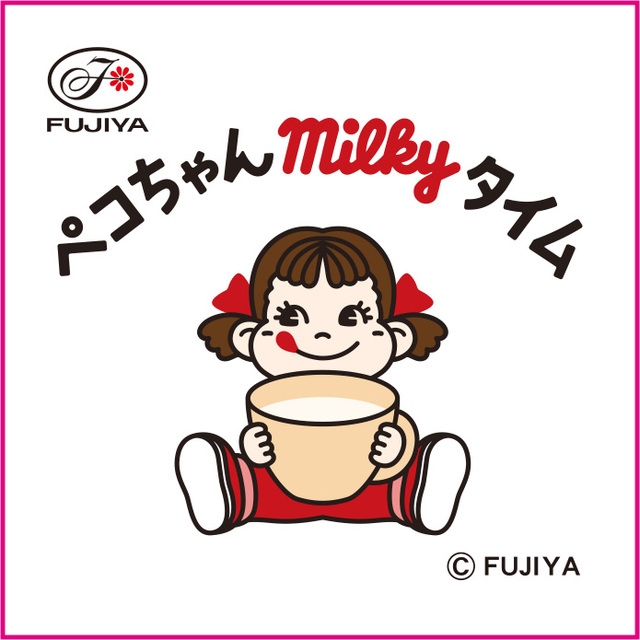 「ペコちゃんmilkyタイムステッカー（イメージ）」【ミルキー風味のシェイクが登場！『ペコちゃんmilkyタイム ららぽーと柏の葉店』が3月13日よりオープン！】