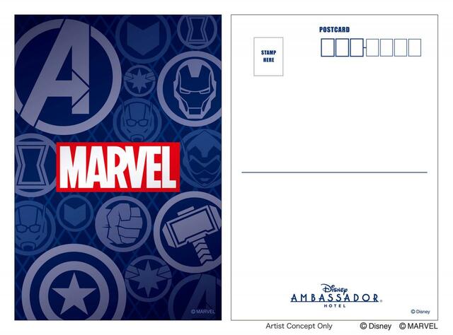 オリジナルデザインのポストカード｜マーベルスペシャルルーム“アベンジャーズ：ヒーローズ・ユナイテッド”｜東京ディズニーリゾート「ディズニーアンバサダーホテル」