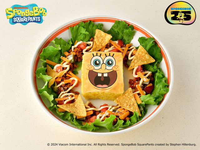 「これが噂のあのお肉！タコライスプレート」＜1,580円（税込）＞【『スポンジ・ボブ』のテーマカフェ「CAFE Secret Recipe」がオープン】