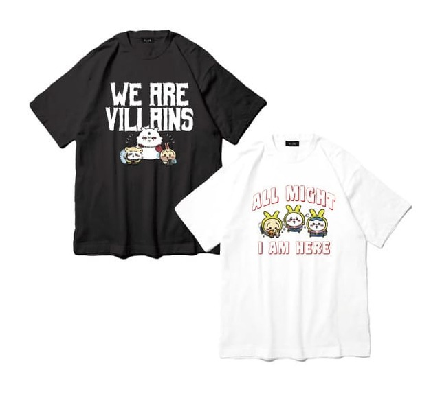【ヒロアカ×ちいかわ】Tシャツ(ホワイト / ブラック、M・L・XLサイズ) 各3,850円