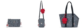 【Kipling×PEANUTS】（左から）クリエイティビティエル 7,700円（税込）／エルヴィン 14,850円（税込）／アートエムペットバッグ28,600円（税込）【カラー名はすべてドギーデニムプリント】