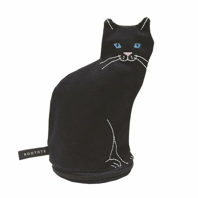 〈ポーチ〉 商品名：EU.ウィズルー.オスワリネコｰA（カラー：03/ KURO）