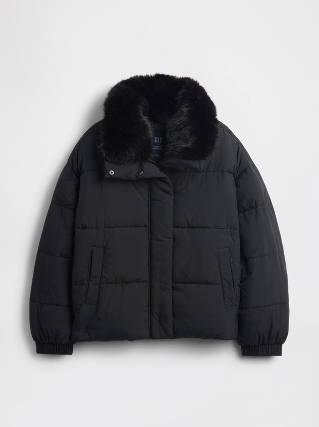 【Gap 2025ブラックフライデーイベント】ウィメンズ フェイクファートリミング パファージャケット (税込23,900円)