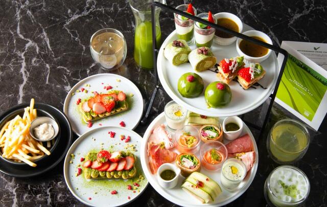 「抹茶アフタヌーンティー」＜期間：2025年5月1日～7月31日＞【時間無制限で優雅な春のティータイム♪宇治抹茶と苺がメインの「抹茶アフタヌーンティー」新登場】