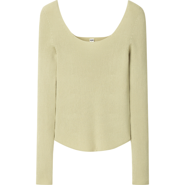 3Dラウンドネックセーター（長袖）ライトグリーン