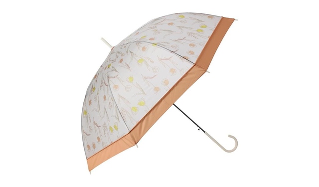 【ロフト】プラスティックアンブレラ切り継ぎプリントチューリップ長傘ピンク　￥2,750