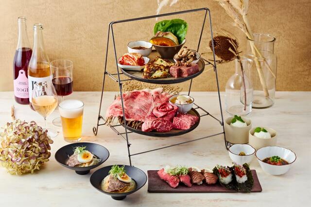 「秋の肉タヌーンティー」＜期間：2025年10月3日〜＞【豪華3種肉寿司の食べ放題付き！秋野菜と楽しむ『秋の肉タヌーンティー』が10月3日より「やきにく山笑ふ」に新登場！】