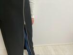【GU フロントジップナローロングスカートQ】身長150cm・Sサイズ着用。丈はくるぶしの上あたりでちょっと長めです
