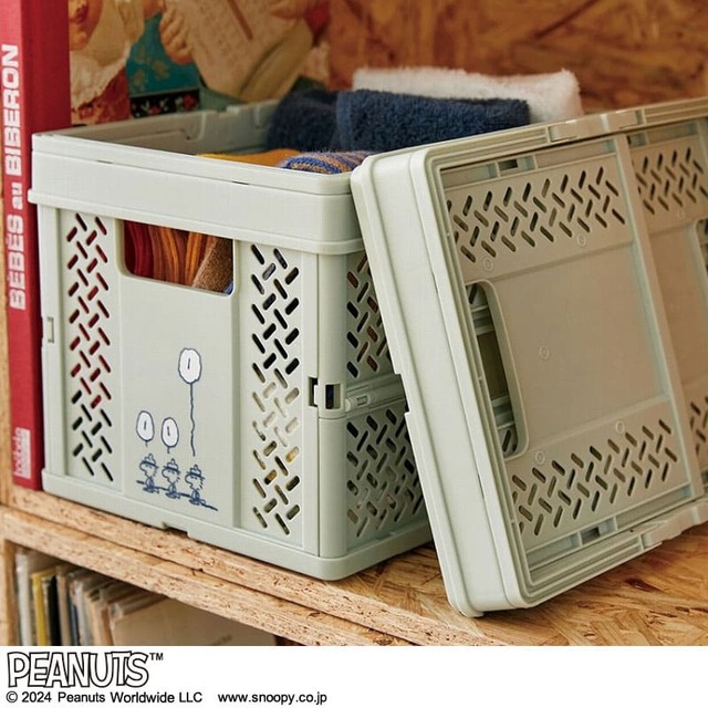 【スヌーピー 折りたたみ収納バスケット】使用しないときはコンパクトに折りたたんで収納