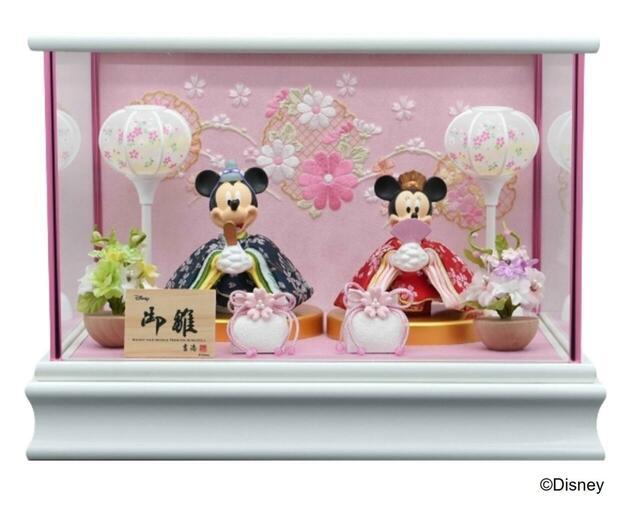 ミッキー＆ミニープレミアムひな人形 ホワイト 　89,999円