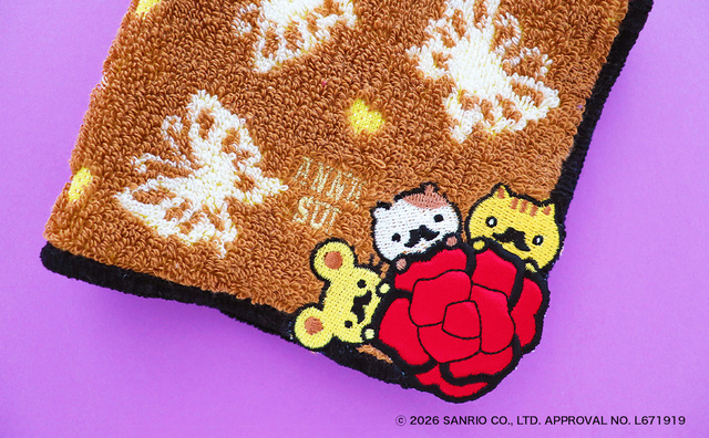 【ANNA SUI×ポムポムプリン】「タオルハンカチ」(3柄、各1,430円)/アップリケがかわいい!