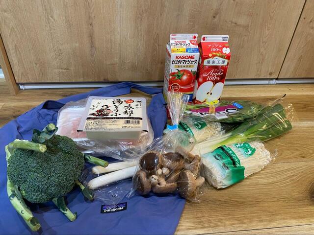 【パタゴニア Carry Ya’ll Bag】エコバッグとして使用。これらの食材がしっかり入りました◎
