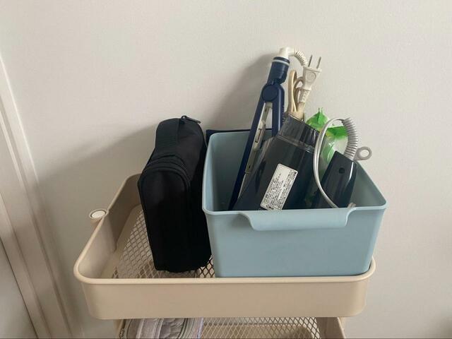 【ニトリ　高さ調節ができるスチールワゴン トロリ3 コンパクト】100円ショップやニトリで売っているカゴと合わせて使うと便利