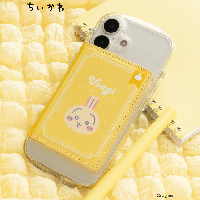 【ちいかわ BookType MagSafe対応カードウォレット】うさぎ／電波干渉防止シートを内蔵。ICカードや電子マネーカードを収納したまま使用できるのも嬉しいポイント◎