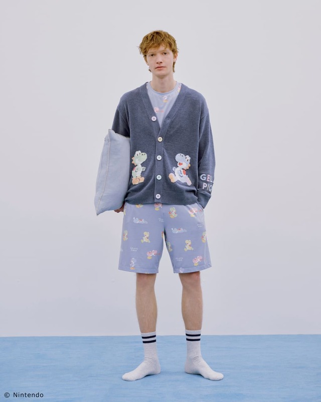 【スーパーマリオ】【ユニセックス】キノピオ＆ヨッシージャガードカーディガン ネイビー　￥13,420／カラフルなボタンを配したカーディガン♪