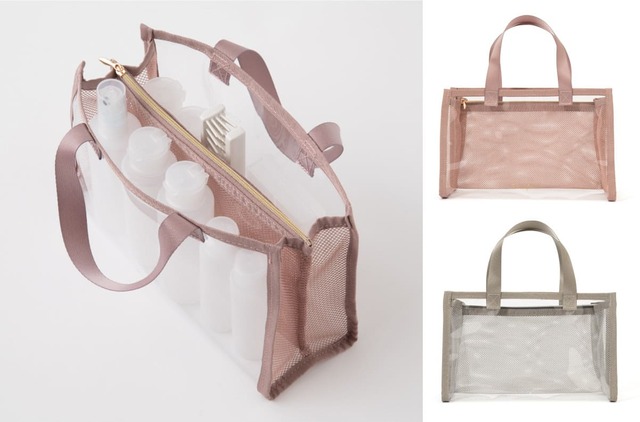 【Francfranc】「クリア スパバッグ」ピンク/グレー 各¥2,200