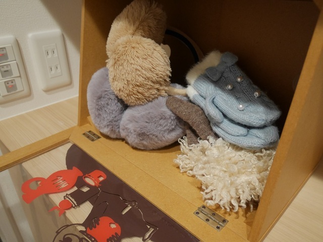 【ベルメゾン「両面から使えるカウンター上収納ボックス／リトルミイ 『ムーミン』】なくしやすいファッション小物の収納にもおすすめ。多少ごちゃついていても扉を閉めればスッキリ♪