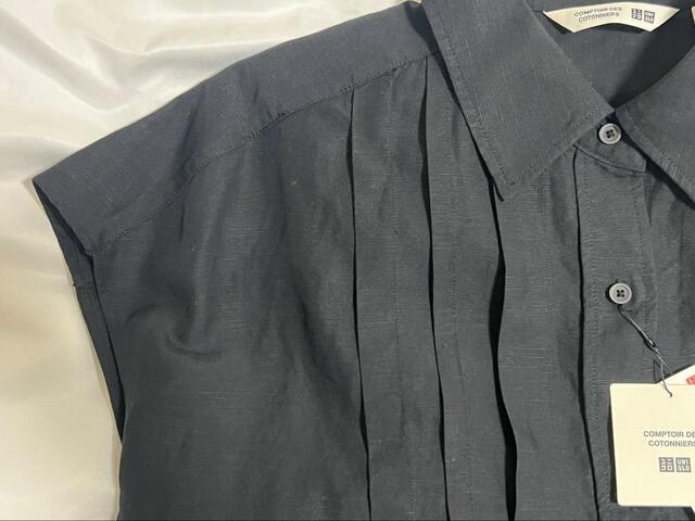 【UNIQLO リネンブレンドシャツワンピース】カラーはブラック・ナチュラル・ブルーの3展開。ブラックは真っ黒すぎない色味です