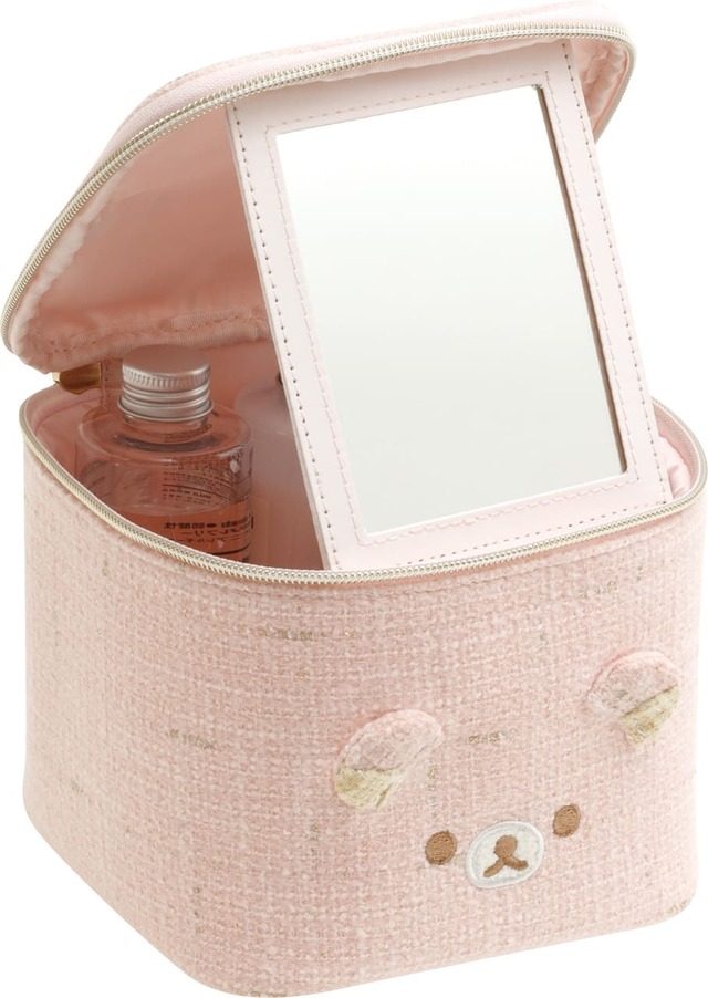 【リラックマ「すてきなお家」シリーズ】「バニティポーチ」の内側には大きめミラー付きで便利！