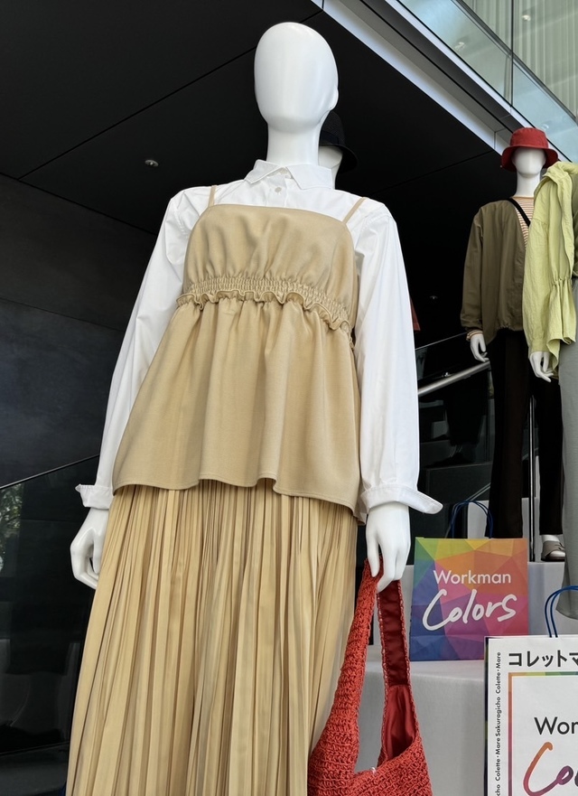 【ワークマン リネンライク SORONA®︎キャミビスチェ】ギャザーとフリルのディテールが女性らしさを引き立てる一着♪