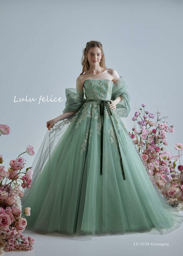 「Lulu felice（ルル・フェリーチェ）」新作ウェディングドレス　LU-0158_Greengray