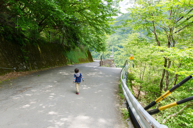 トンネルを抜けると、分かれ道｜「夢の吊り橋」散策ルート：寸又峡プロムナード
