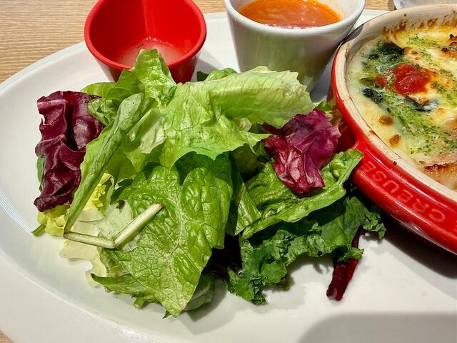 【むさしの森珈琲 フォレストスペシャル】新鮮なサラダのはシャキシャキとしたみずみずしい歯ごたえ