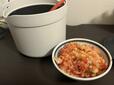 【Joseph Joseph 　電子レンジ炊飯調理器】しっかりトマト味のついたチキンライスが完成！