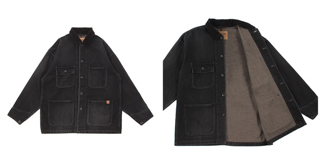 「STARBUCKS STAND by BEAMS ブラックデニムカバーオール」<価格:44,000円(税込)>【【スターバックス×BEAMS】新ライフスタイルプロジェクト『STARBUCKS STAND by BEAMS』オンラインストア&店舗にて販売スタート】