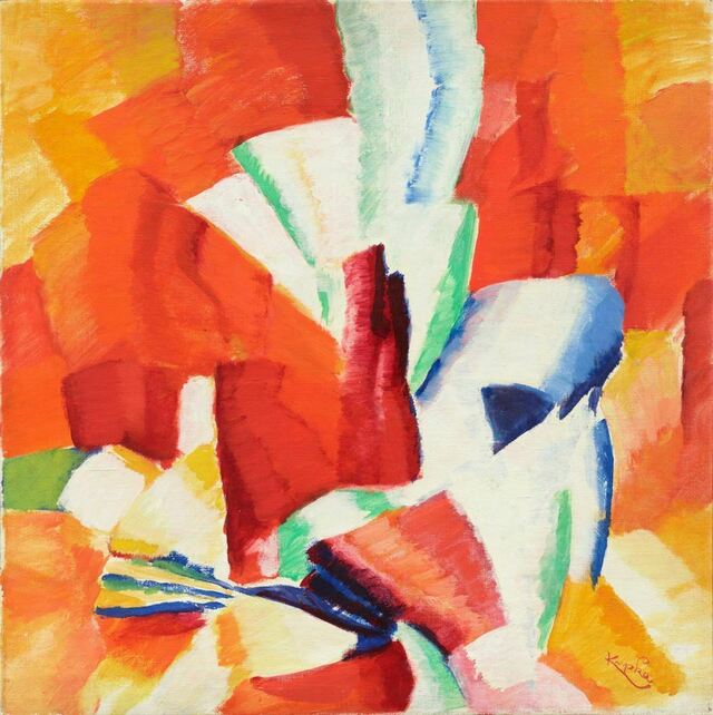 フランティセック・クプカ《赤い背景のエチュード》1919年頃　石橋財団アーティゾン美術館蔵