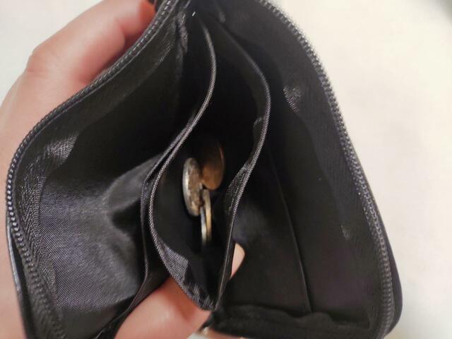 中央には、小銭が入るポケットつき