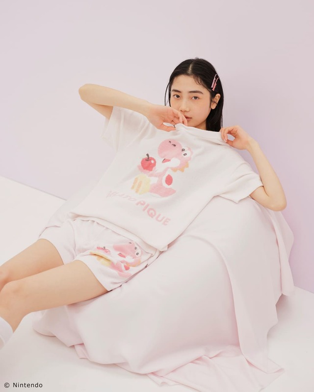 【スーパーマリオ】【レディース】キノピオ＆ヨッシージャガードプルオーバーショートパンツセット ピンク　￥16,280／ピンクのほかミントも展開