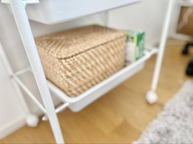 【ラタンボックス使用後】ワゴンにぴったり収まるサイズ感