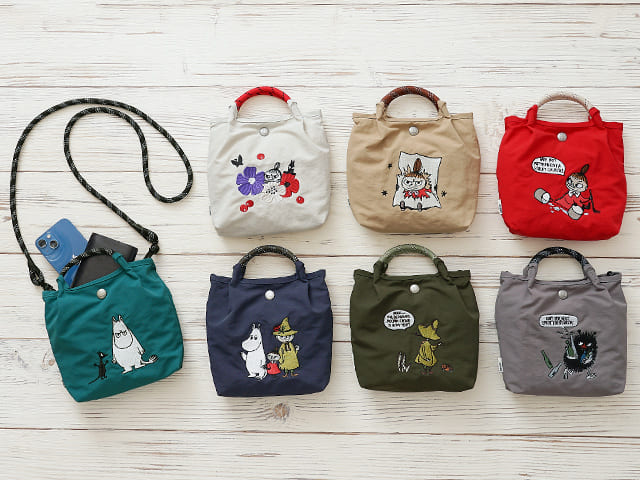 【ムーミン 大容量トートバッグ】リッチな刺繍の2WAYミニバッグもかわいいです