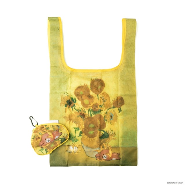エコバッグ(ひまわりとピスケ＆うさぎ)1,980円(本体：約W347×Ｈ598mm/ポーチ：約W148 ×H148mm)