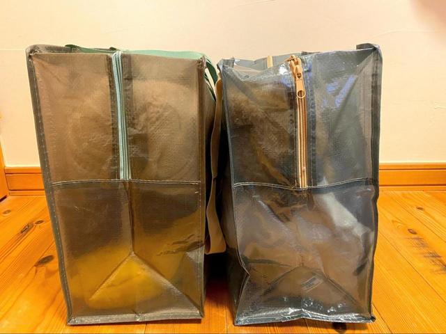 【3COINS(スリーコインズ) クリアボックスバッグL】横にして収納しても可愛い