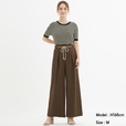 GU／ロープベルト付きワイドパンツQ（BROWN）