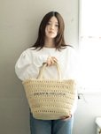 【DEAN ＆ DELUCA | BEAMS COUTURE　クロッシェバスケットバッグ】収納力たっぷりなMサイズ。週末のお出かけにもぴったりです◎