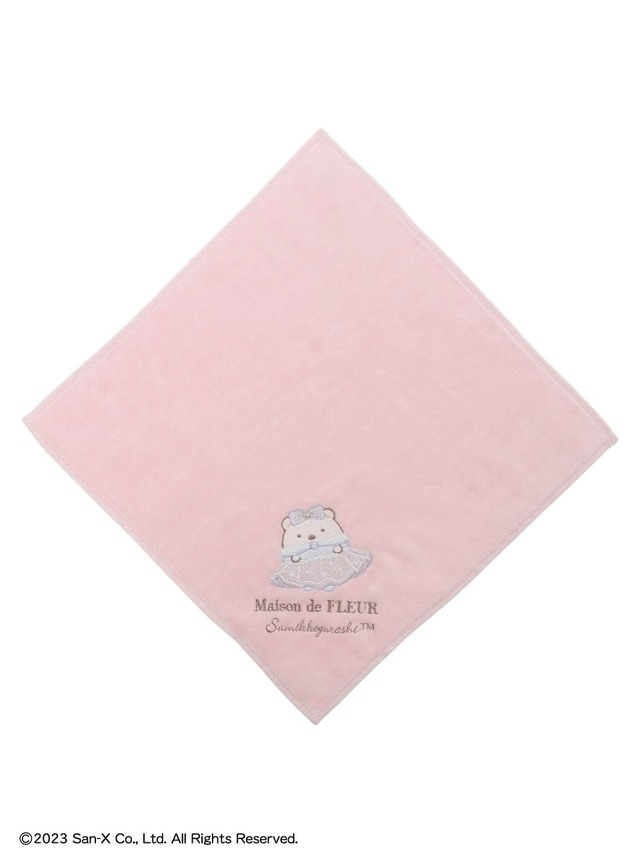 【Maison de FLEUR×すみっコぐらし】「しろくま 刺繍タオルハンカチ」￥1,870　※他ぺんぎん？、とんかつ・えびふらいのしっぽ、ねこ、とかげも展開