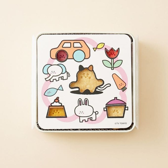 【グランスタ東京 名作絵本のクッキー缶セレクション】箱を開けたときに見えるかたちがシートをめくると変身する「穴あきシート」がついています♪
