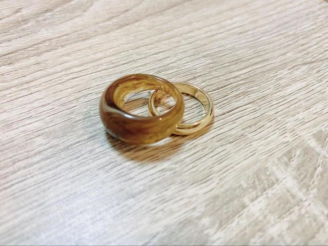 【3COINS ワイドマーブルリング2個セット】2個セットでお得