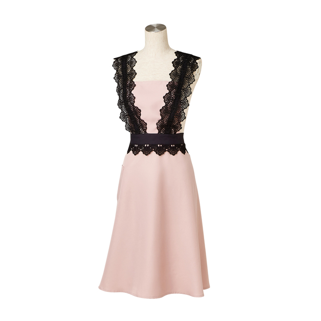 レース フル エプロンピンク