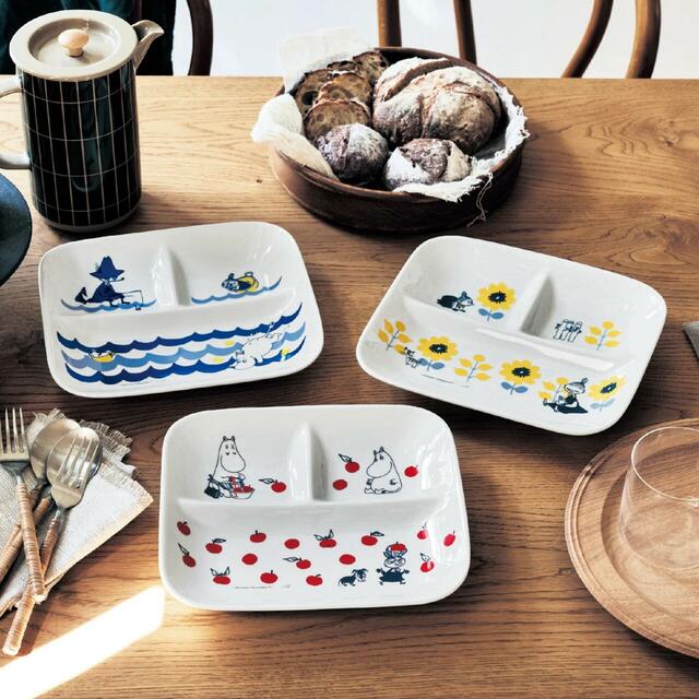 【ムーミン×ベルメゾンのおうちグッズ人気ランキング 9位】「ランチプレート『ムーミン』」各3,490円（税込）