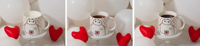 「ホットミルク、ホットティー、ホットコーヒー」＜価格：各税込690円＞【日本公開10周年「ベイマックス OH MY CAFE」オープン！心もカラダも癒されるメニューやグッズがいっぱい♪】