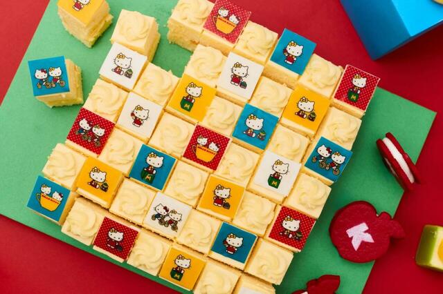 「HELLO MIMMY パッチワークケーキ(ピーチ)」＜期間：2025年9月5日〜11月30日＞【70年代風のハローキティ＆ハローミミィが主役♪「ハローキティのわくわくスイーツパーティー」京都センチュリーホテルで開催】