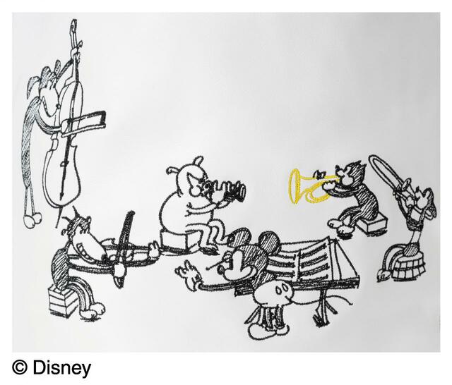 Disney100／和光限定 MANACOエンブロイダリートートバッグ イラスト部拡大【Moments of Magic at the Clock Tower】