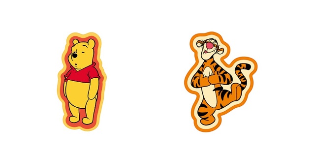 「ワッペンステッカー(Pooh)、ワッペンステッカー(Tigger)」<価格:各税込1,100円>【プーさんと仲間たちがテーマのカフェ「OH MY CAFE」オープン♪東京・名古屋・大阪で開催されます!】