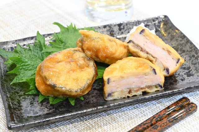 「お肉たっぷり なすはさみ揚げ」は晩酌にも大活躍しそう